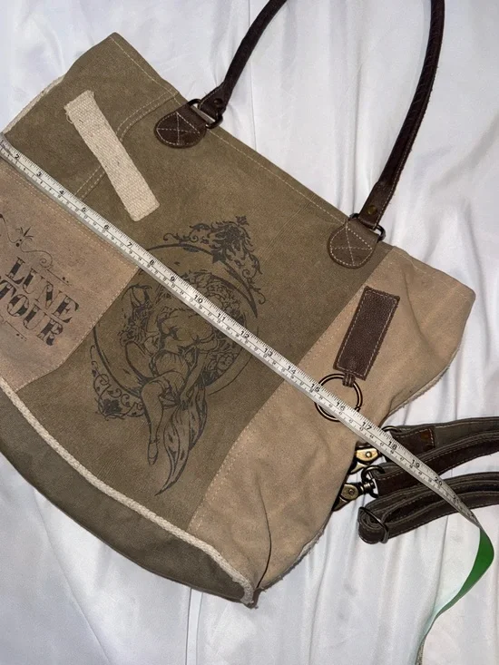 To the Moon and Back Recycled Tent Canvas Bag New Brown/Tan - Picture 10 of 12